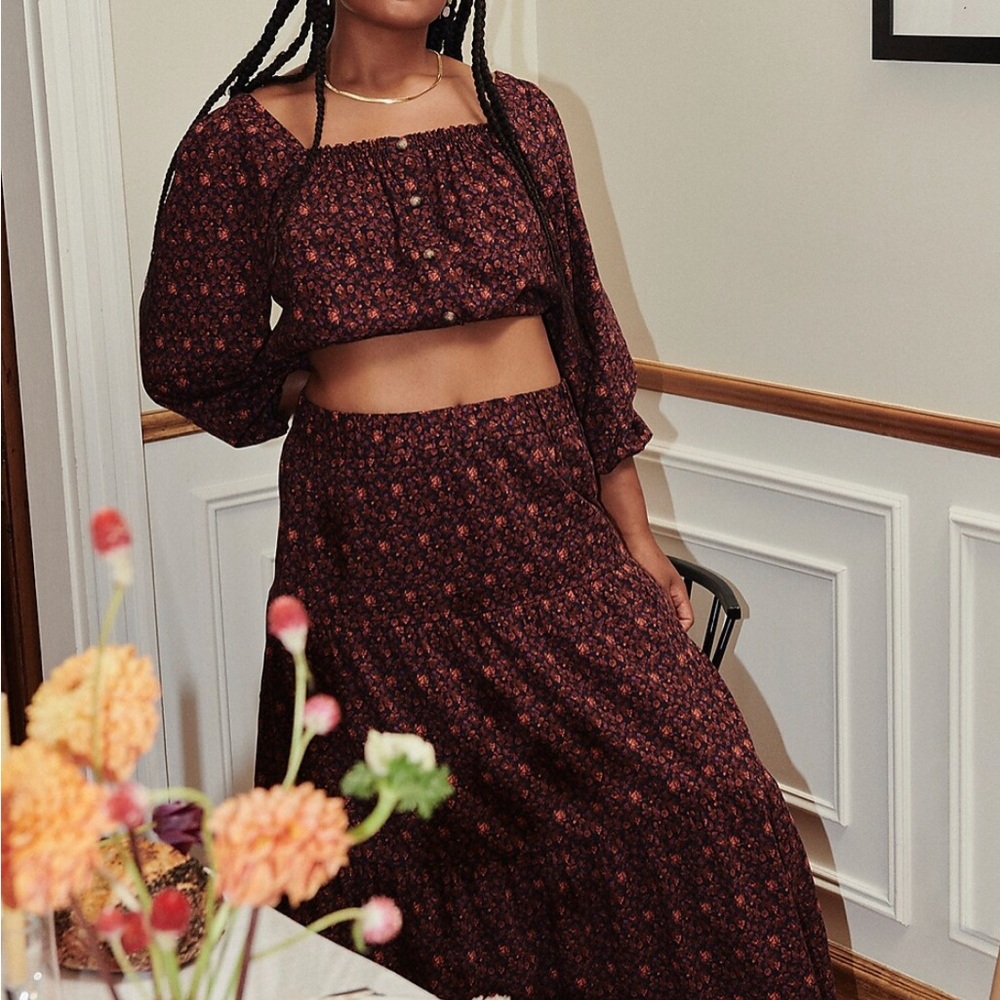 Madewell floral tiered midi/maxi skirt in orchard floral